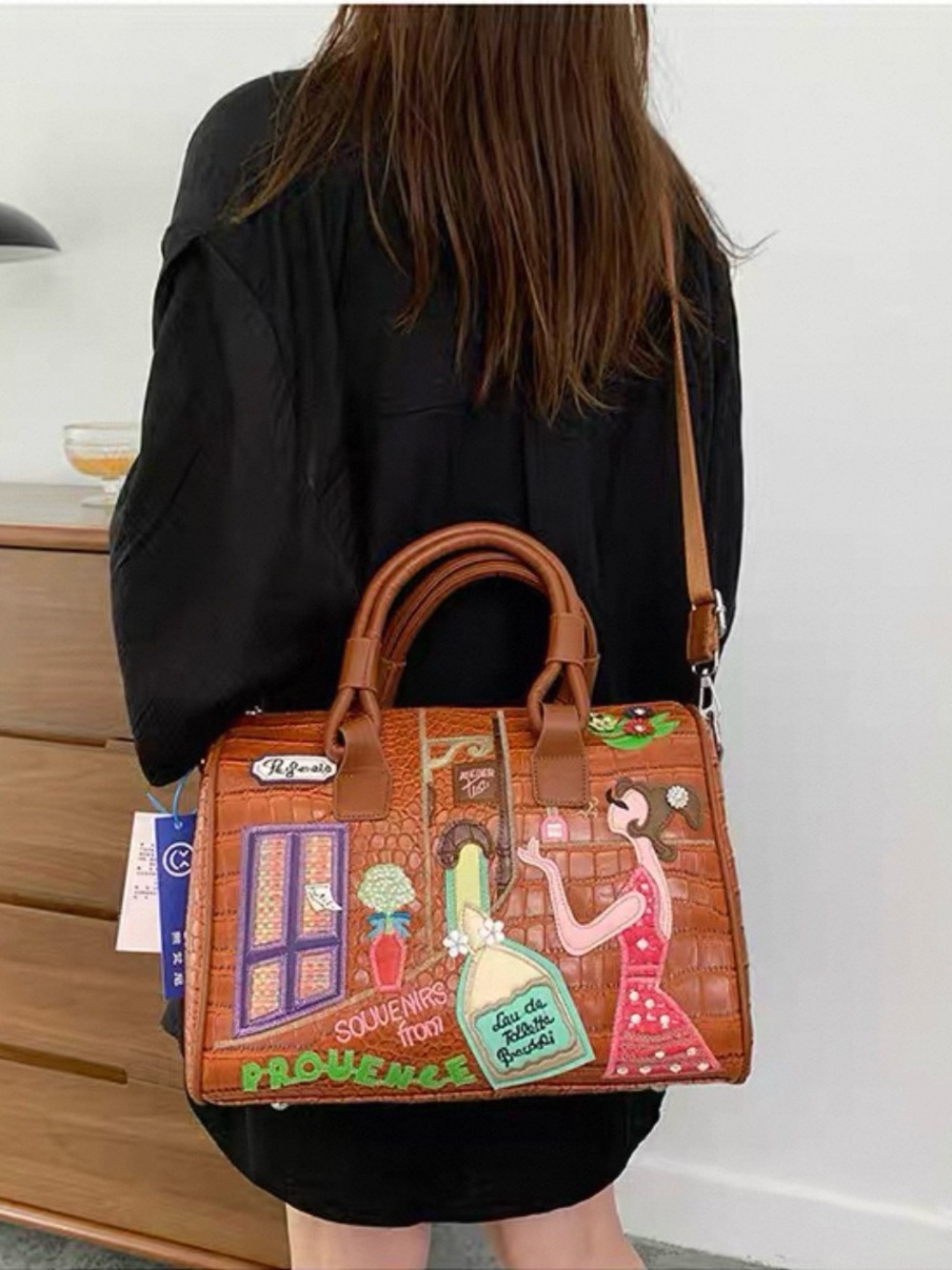 Grey Embellished Dome Satchel - Picture 3 of 11